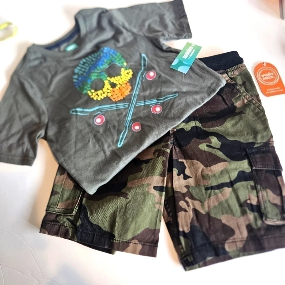 NWT Boys Shorts And T Shirt Set 365 Kids And Wonder Nation Set Size 10